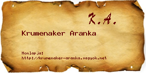 Krumenaker Aranka névjegykártya